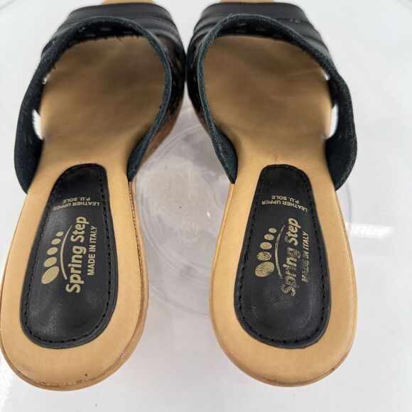 Spring Step Womens Topaz Sandal Women's Size 39 8 Black Leather Lasercut Slide - Picture 9 of 13